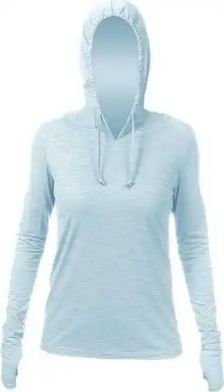 Anetik Wsbrzh0 Women’s Breeze Tech Hooded Long Sleeve T-shirt - Sky Heathered