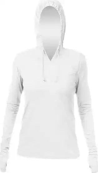 Anetik Wsbrzh0 Women’s Breeze Tech Hooded Long Sleeve T-shirt - White Heathered