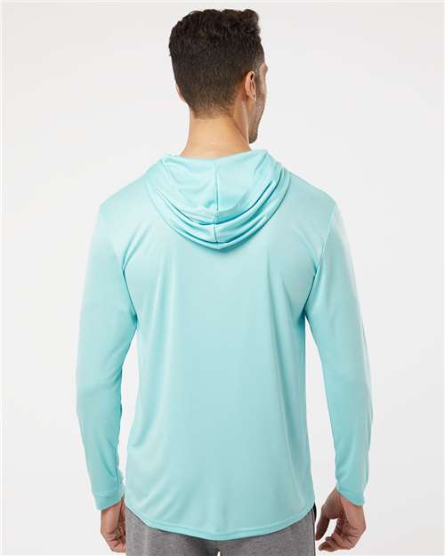 Aqua Blue Bahama Performance Hooded Long Sleeve T-Shirt - 220