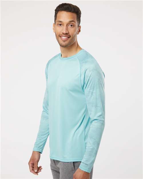 Aqua Blue Cayman Performance Camo Colorblocked Long Sleeve T-Shirt - 216