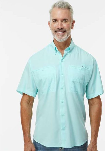 Aqua Blue Hatteras Performance Short Sleeve Fishing Shirt - 700