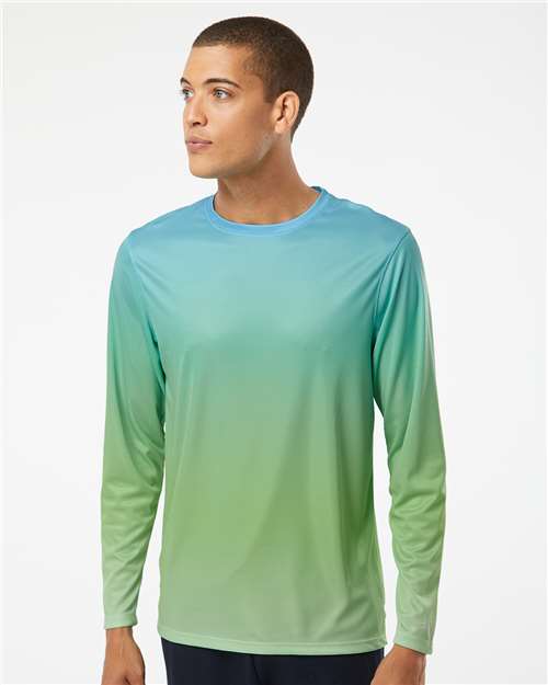 Aqua Blue/ Light Lime Barbados Performance Pin Dot Long Sleeve T-Shirt - 225