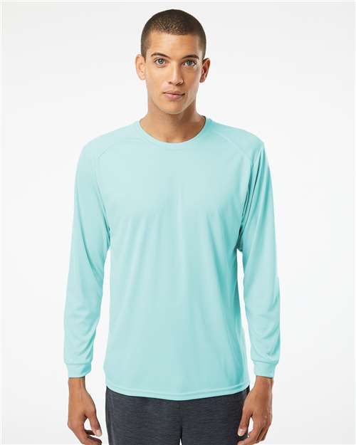 Aqua Blue Long Islander Performance Long Sleeve T-Shirt - 210