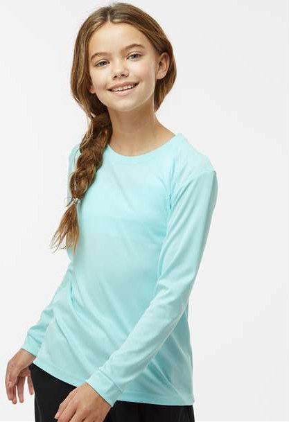 Aqua Blue Youth Long Islander Performance Long Sleeve T-Shirt - 218Y