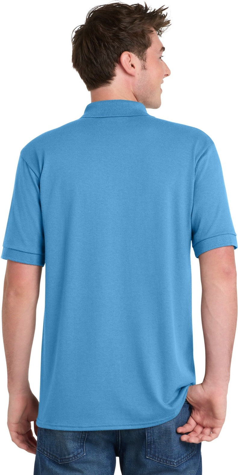 Aquatic Blue Port & Co Core Blend Jersey Knit Polo. KP55