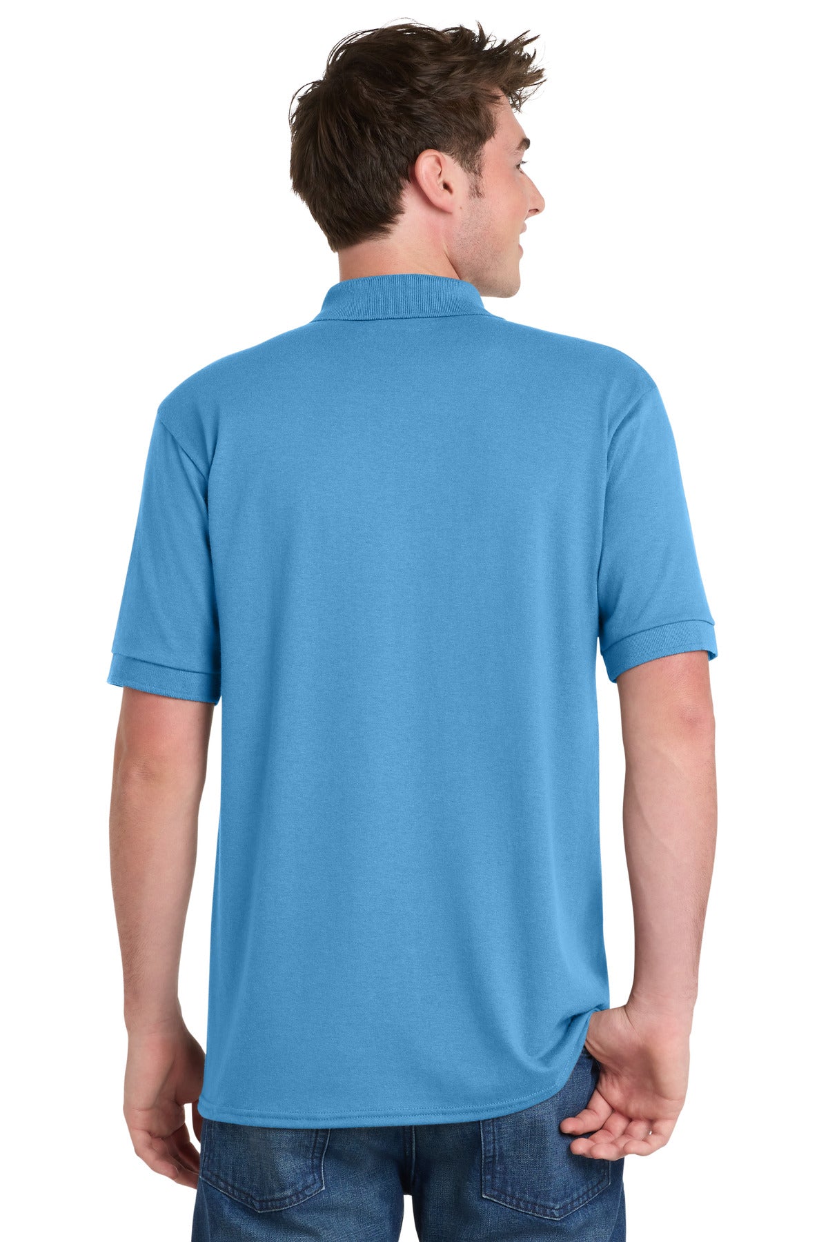 Aquatic Blue Port & Co Tall Core Blend Jersey Knit Polo. KP55T