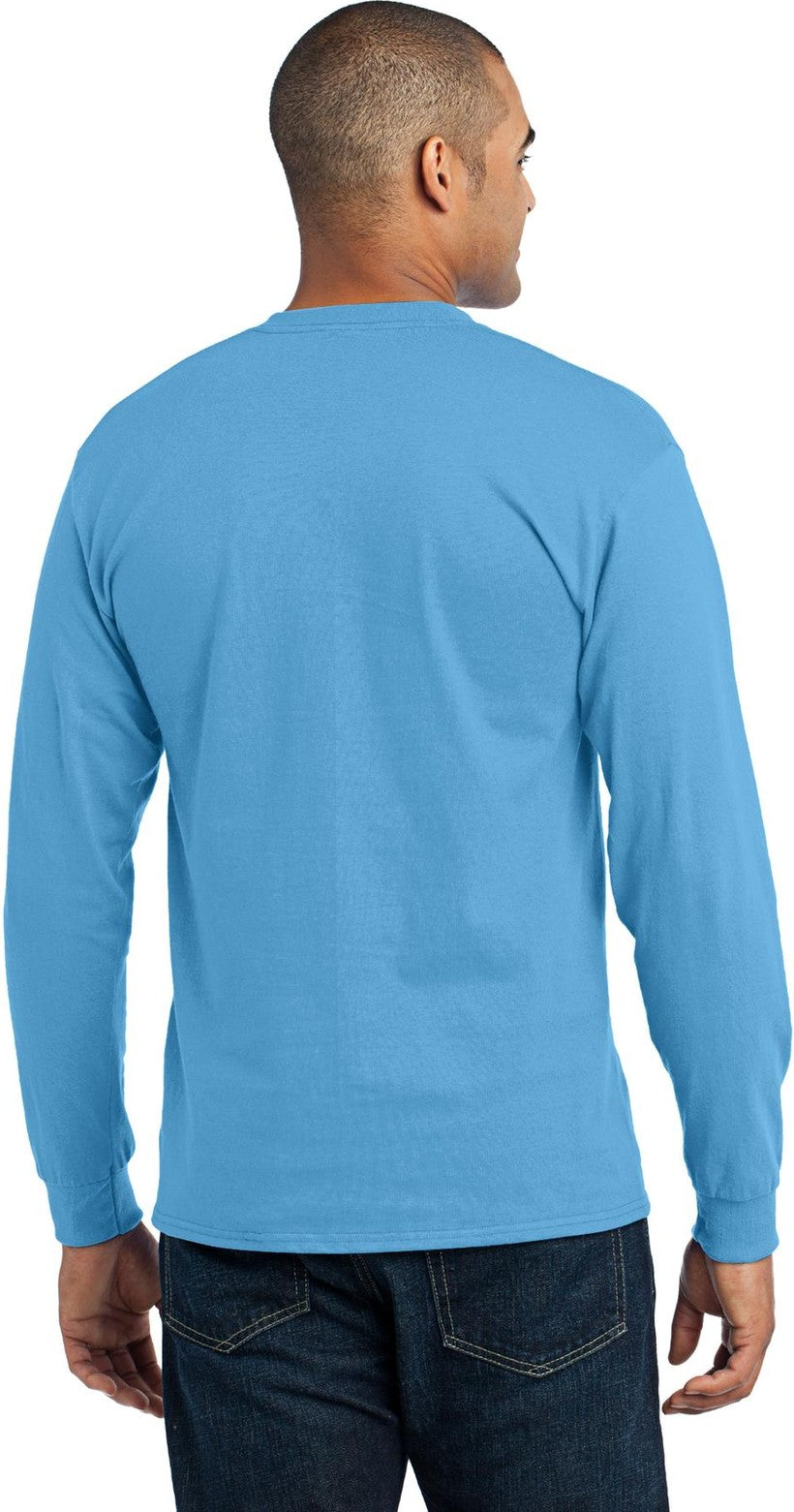 Aquatic Blue Port & Co Tall Long Sleeve Core Blend Tee. PC55LST