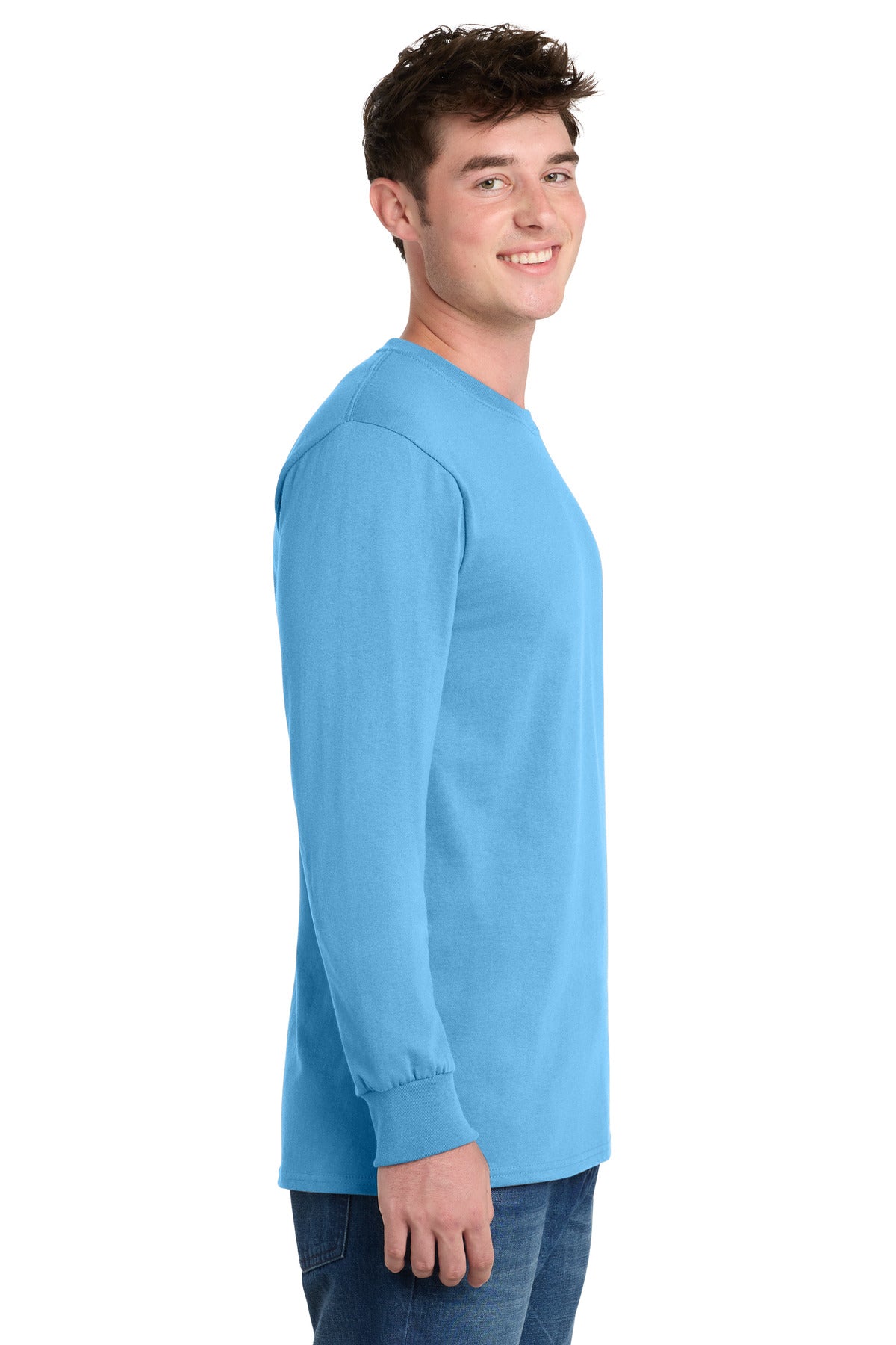 Aquatic Blue Port & Co Tall Long Sleeve Essential Tee. PC61LST