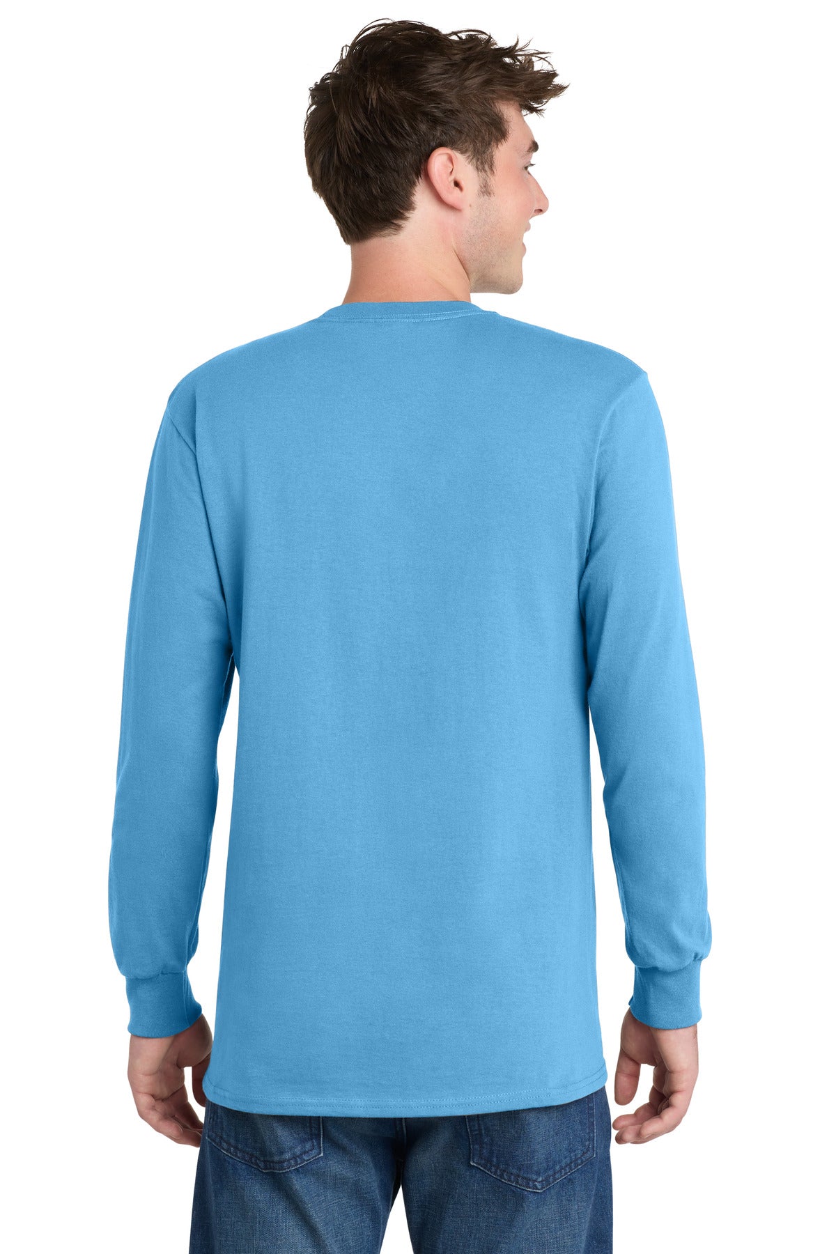 Aquatic Blue Port & Co Tall Long Sleeve Essential Tee. PC61LST