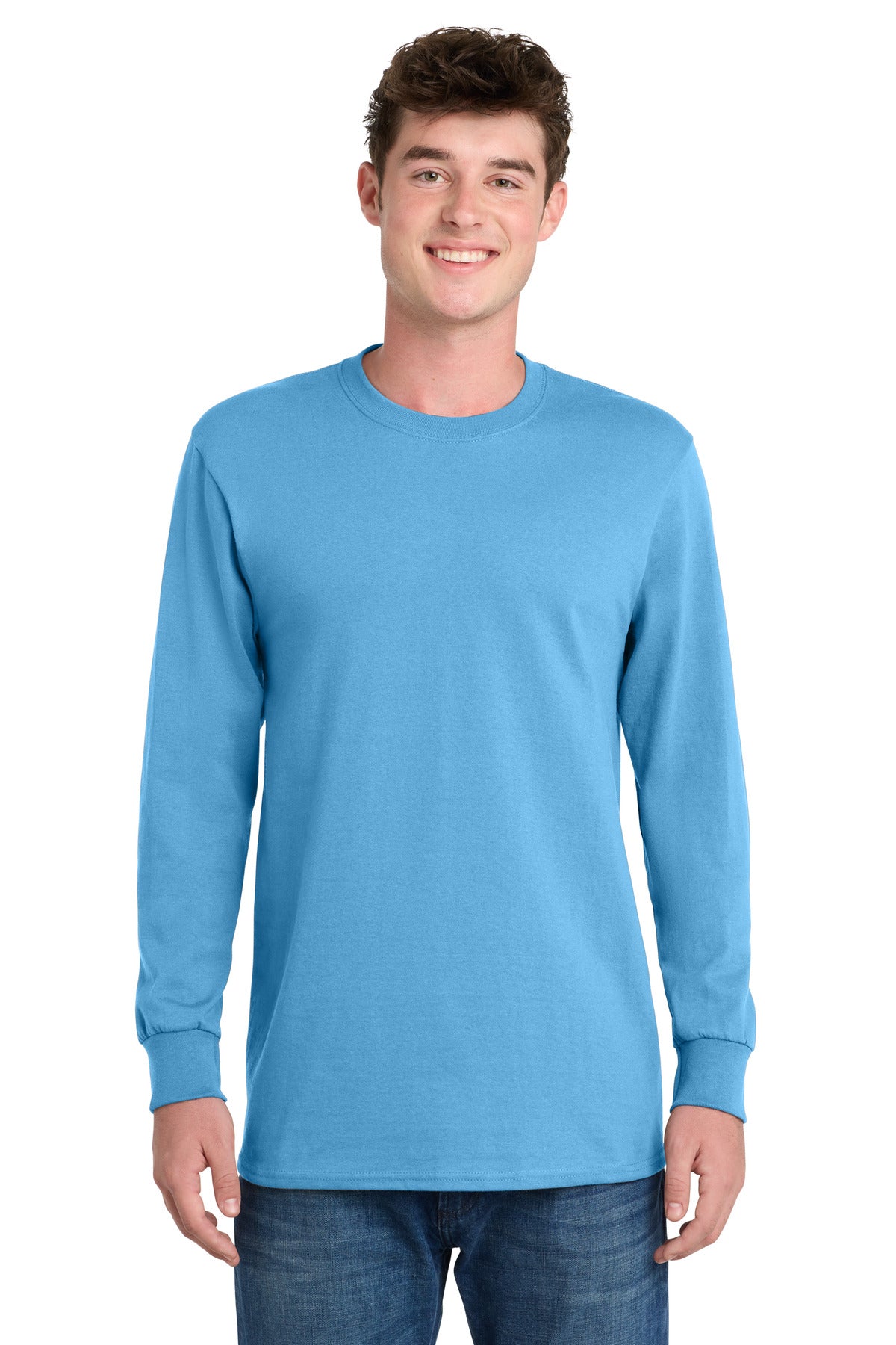 Aquatic Blue Port & Co Tall Long Sleeve Essential Tee. PC61LST
