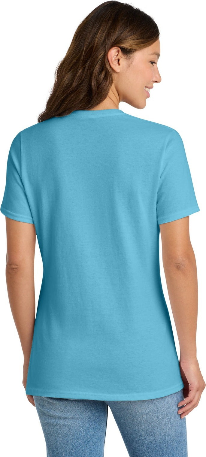 Aquatic Blue Port & Co Women's Core Cotton Tee. LPC54