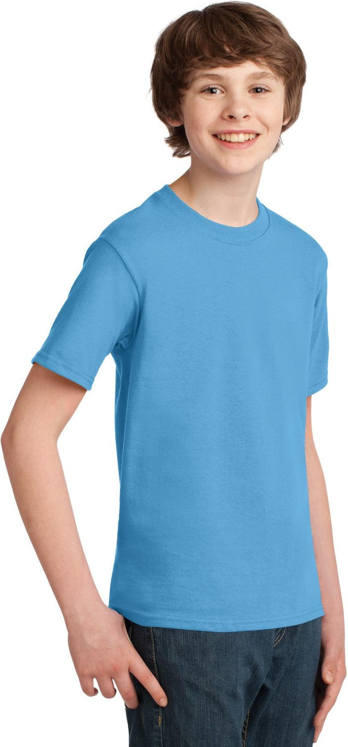 Aquatic Blue Port & Co Youth Essential Tee. PC61Y