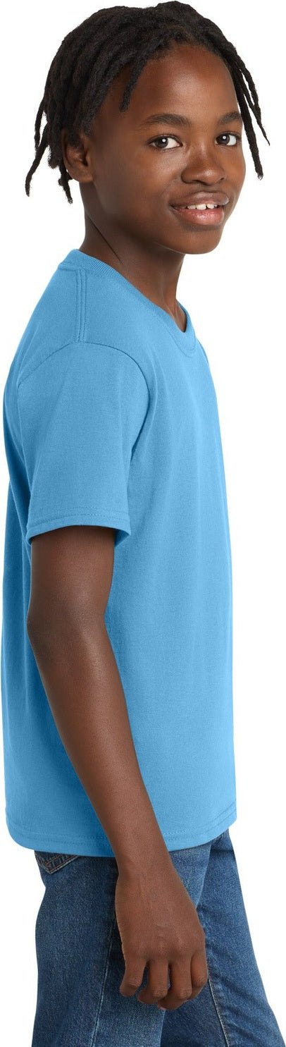 Aquatic Blue Port & Co Youth Essential Tee. PC61Y
