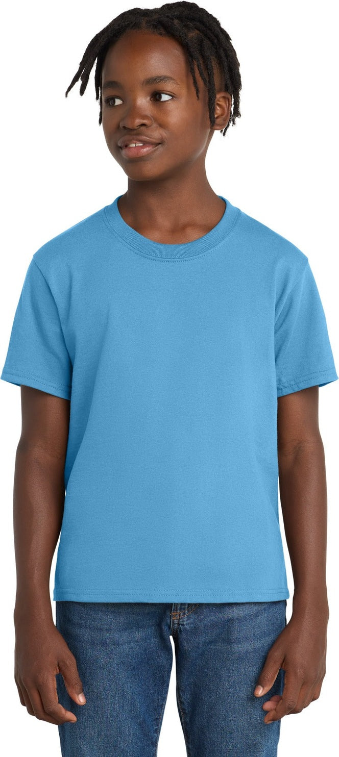 Aquatic Blue Port & Co Youth Essential Tee. PC61Y