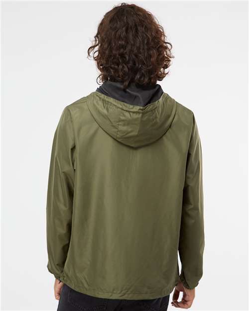 Army/ Black Zipper Lightweight Quarter-Zip Windbreaker Pullover Jacket - EXP54LWP