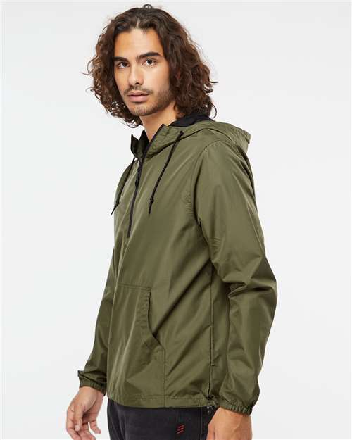 Army/ Black Zipper Lightweight Quarter-Zip Windbreaker Pullover Jacket - EXP54LWP