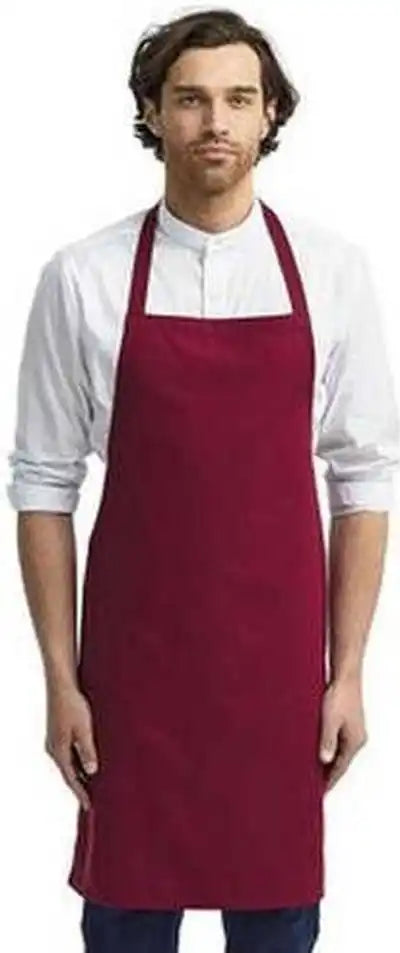 Artisan Collection by Reprime Rp102 Organic Cotton Bib Apron - Burgundy - Maroon / one Size Fits Most