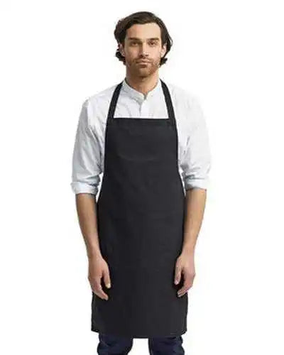 Artisan Collection by Reprime Rp102 Organic Cotton Bib Apron - Black - one Size Fits Most