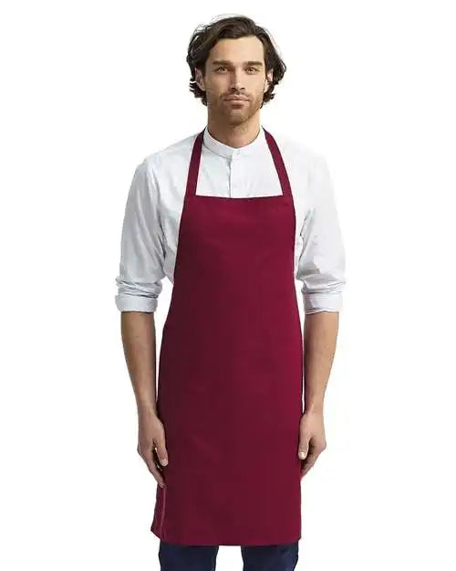 Artisan Collection by Reprime Rp102 Organic Cotton Bib Apron - Burgundy - Osfa