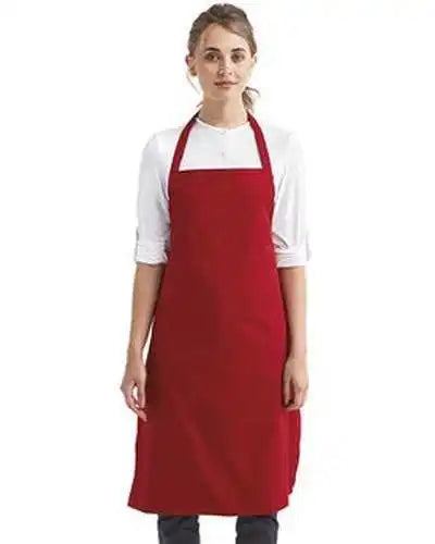 Artisan Collection by Reprime Rp102 Organic Cotton Bib Apron - Red - one Size Fits Most