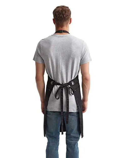 Artisan Collection by Reprime Rp121 Barley Recycled Bib Apron with Pocket - Black Charcoal - one Size Fits Most