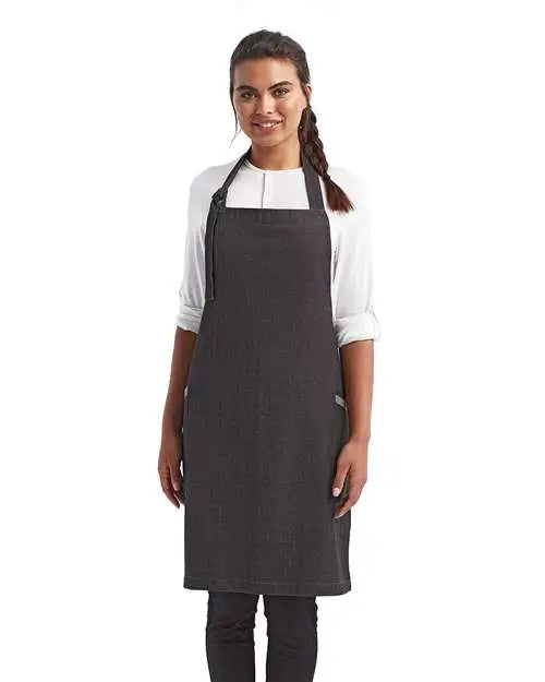 Artisan Collection by Reprime Rp122 ?Regenerate’ Recycled Bib Apron - Black Denim - one Size Fits Most