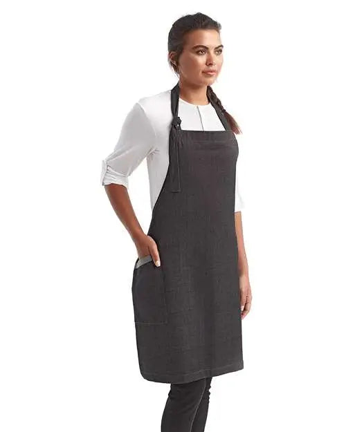 Artisan Collection by Reprime Rp122 ?Regenerate’ Recycled Bib Apron - Black Denim - one Size Fits Most