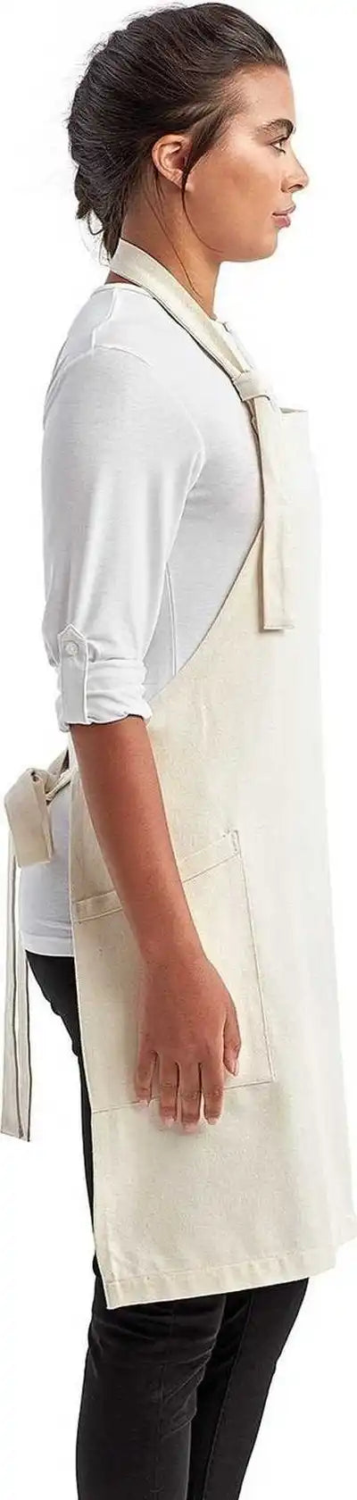 Artisan Collection by Reprime Rp122 Unisex Regenerate Sustainable Bib Apron - Natural - one Size Fits Most