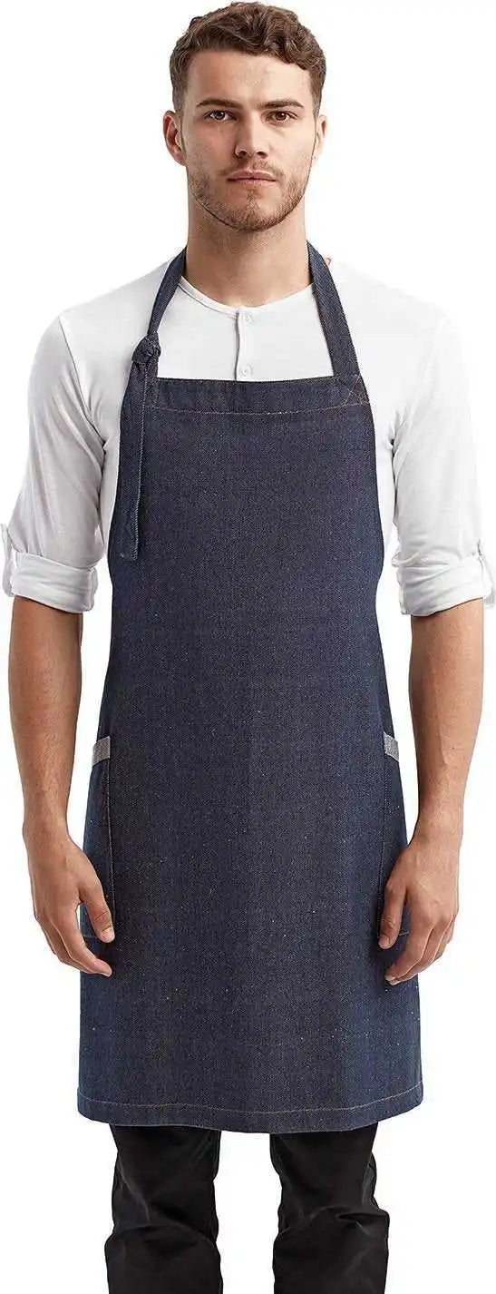 Artisan Collection by Reprime Rp122 Unisex Regenerate Sustainable Bib Apron - Indigo Denim - one Size Fits Most