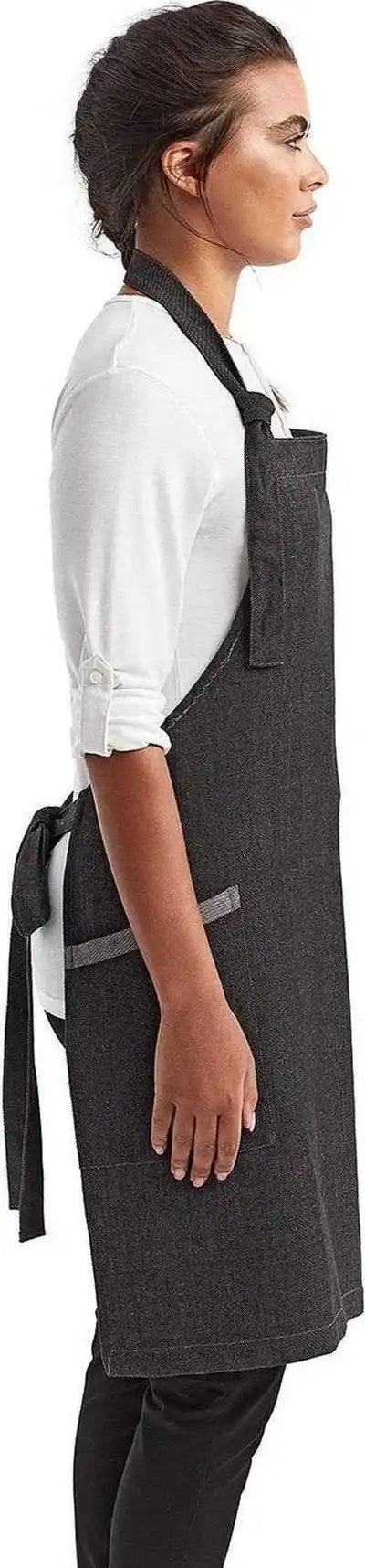 Artisan Collection by Reprime Rp122 Unisex Regenerate Sustainable Bib Apron - Black Denm - Denim / one Size Fits Most