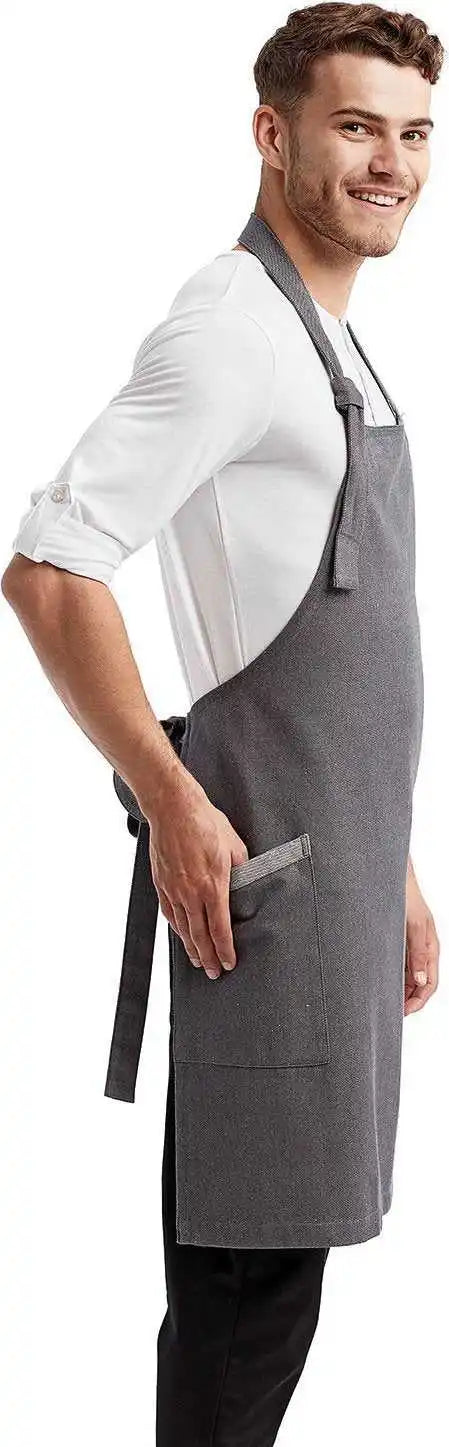 Artisan Collection by Reprime Rp122 Unisex Regenerate Sustainable Bib Apron - Gray Denim - Grey / one Size Fits Most
