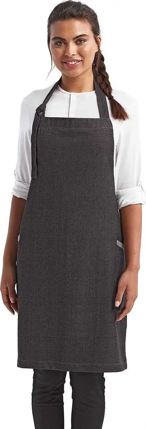 Artisan Collection by Reprime Rp122 Unisex Regenerate Sustainable Bib Apron - Black Denm - Denim / one Size Fits Most