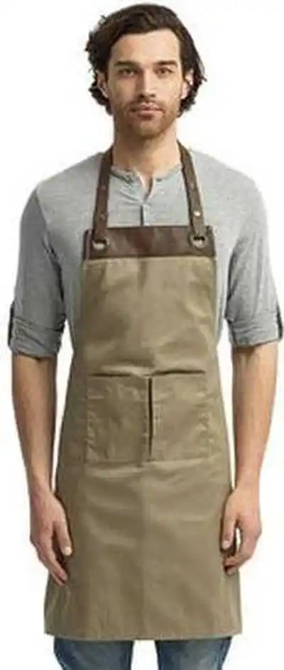 Artisan Collection by Reprime Rp123 Espresso Bib Apron Khaki Brown / one Size Fits Most