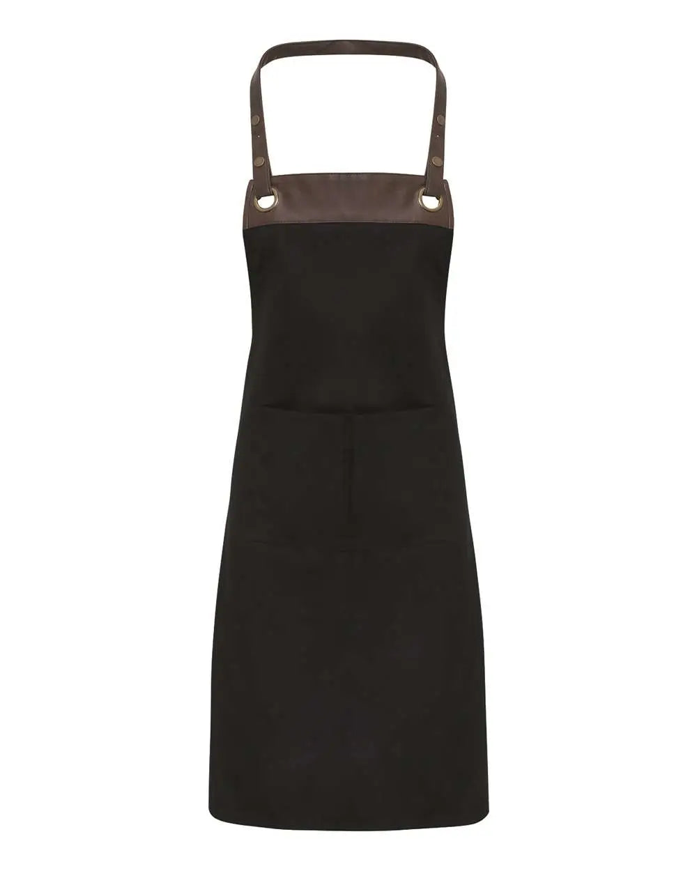 Artisan Collection by Reprime Rp123 Espresso Bib Apron with Pocket - Black Brown - one Size Fits Most