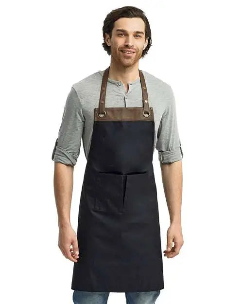Artisan Collection by Reprime Rp123 Espresso Bib Apron with Pocket - Black Brown - one Size Fits Most