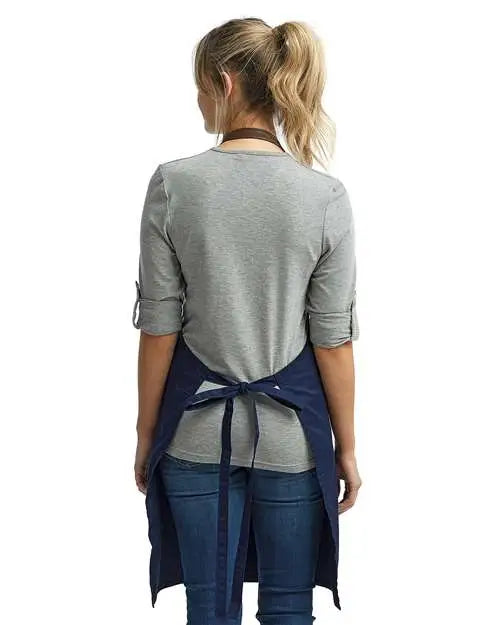 Artisan Collection by Reprime Rp123 Espresso Bib Apron with Pocket - Navy Brown - one Size Fits Most