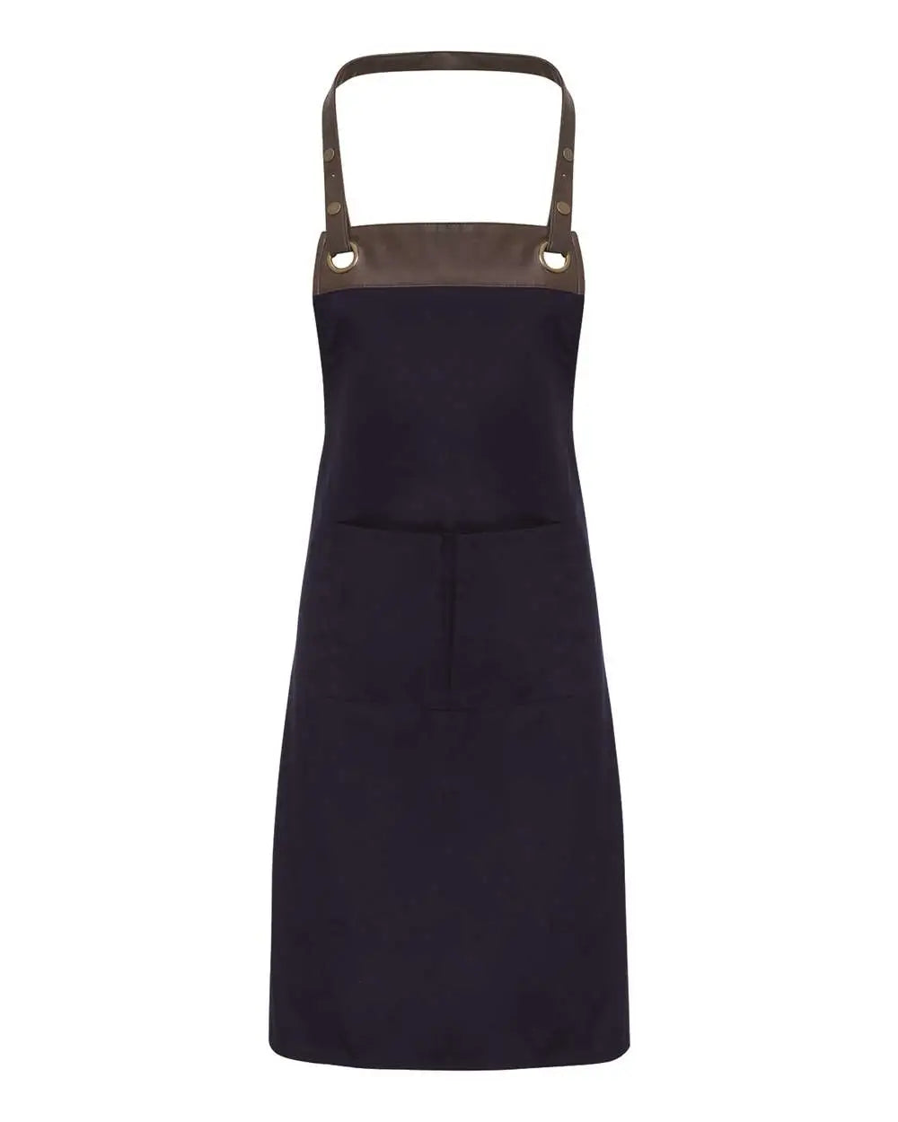 Artisan Collection by Reprime Rp123 Espresso Bib Apron with Pocket - Navy Brown - one Size Fits Most