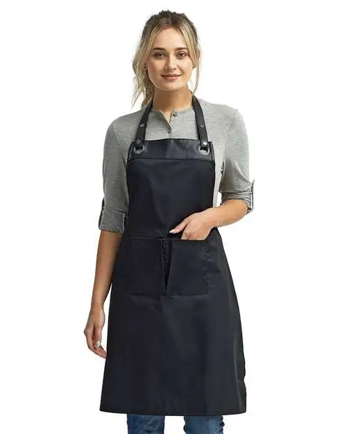 Artisan Collection by Reprime Rp123 Espresso Bib Apron with Pocket - Black - one Size Fits Most