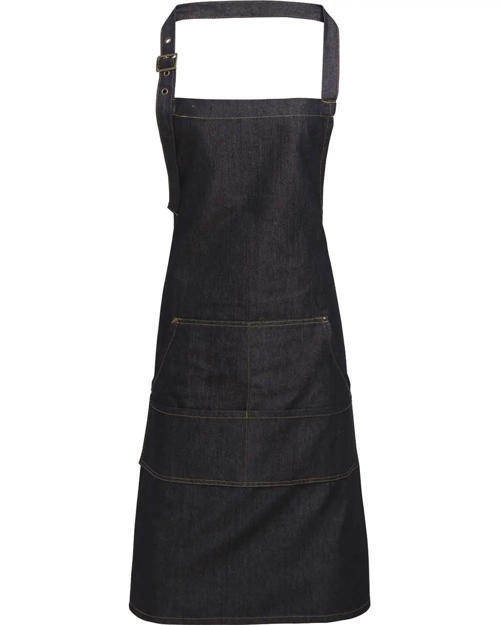 Artisan Collection by Reprime Rp126 Jeans Stitch Denim Bib Apron with Pockets - Indigo - Navy / one Size Fits Most