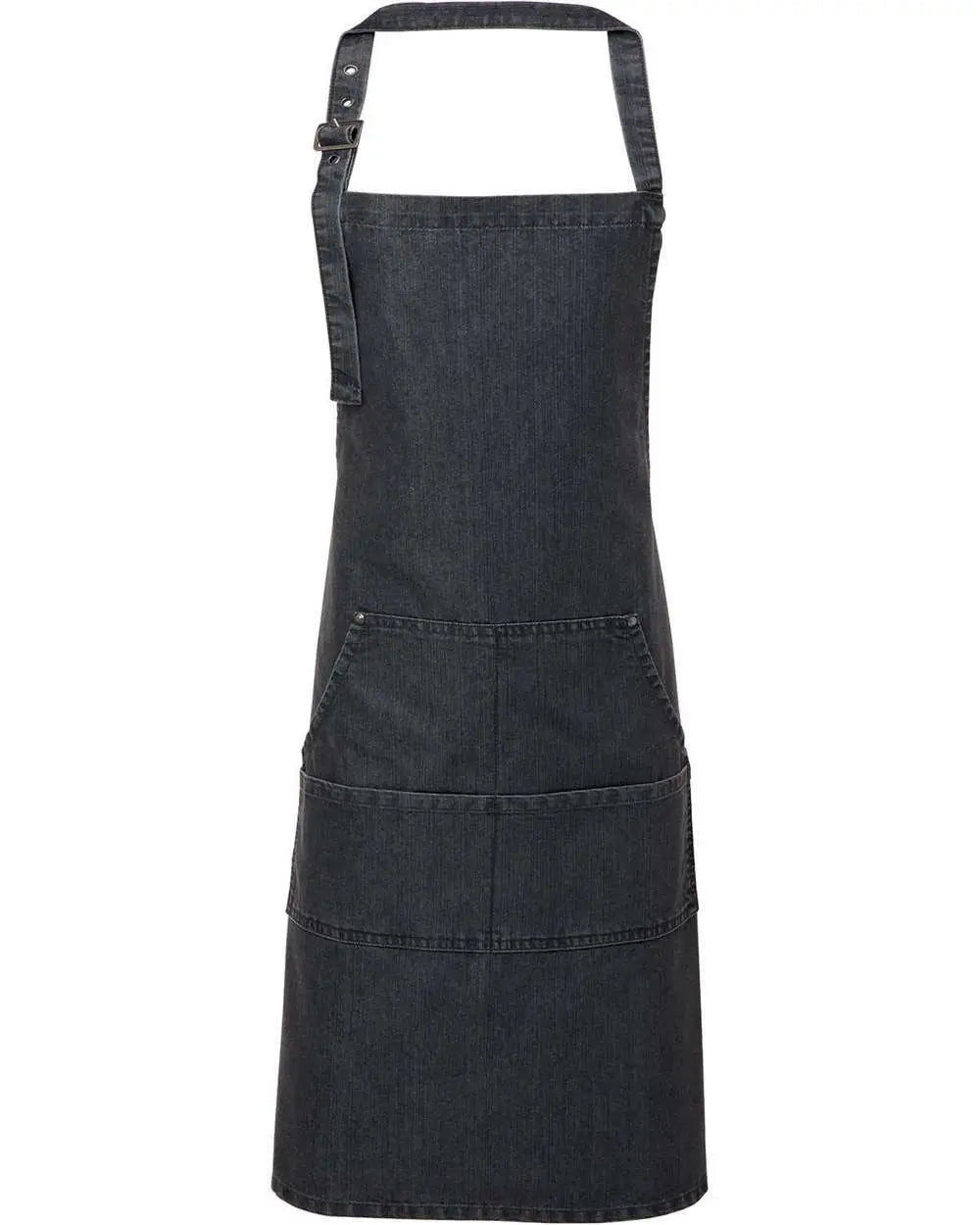 Artisan Collection by Reprime Rp126 Jeans Stitch Denim Bib Apron with Pockets - Black - one Size Fits Most