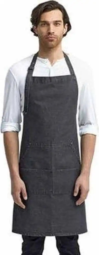 Artisan Collection by Reprime Rp126 Unisex Jeans Stitch Denim Bib Apron - Black - one Size Fits Most