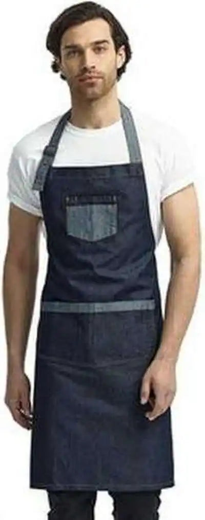 Artisan Collection by Reprime Rp127 Unisex Domain Contrast Denim Bib Apron - Indigo - Navy / one Size Fits Most