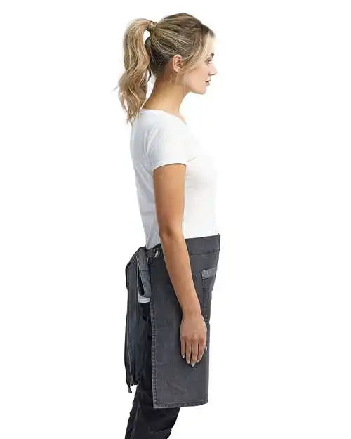 Artisan Collection by Reprime Rp128 Domain Contrast Denim Waist Apron with Pocket - Black - Osfa