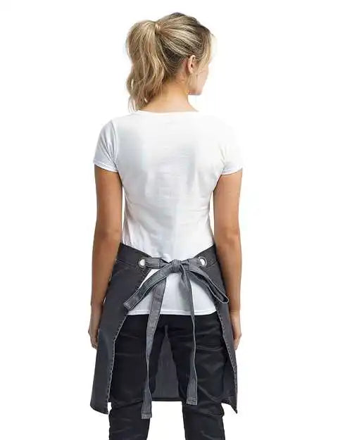 Artisan Collection by Reprime Rp128 Domain Contrast Denim Waist Apron with Pocket - Black - Osfa