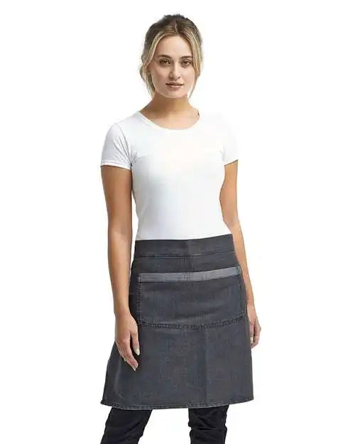 Artisan Collection by Reprime Rp128 Domain Contrast Denim Waist Apron with Pocket - Black - Osfa