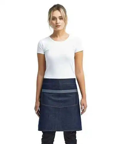 Artisan Collection by Reprime Rp128 Unisex Domain Contrast Denim Waist Apron - Indigo - Navy / one Size Fits Most