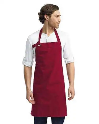 Artisan Collection by Reprime Rp130 Unisex Calibre Heavy Cotton Canvas Bib Apron - Burgundy - Maroon / one Size Fits