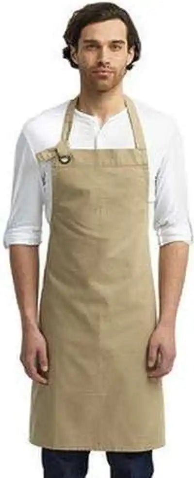 Artisan Collection by Reprime Rp130 Unisex Calibre Heavy Cotton Canvas Bib Apron - Khaki - one Size Fits Most