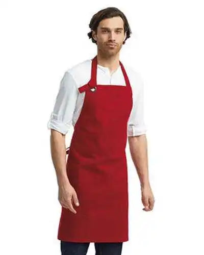 Artisan Collection by Reprime Rp130 Unisex Calibre Heavy Cotton Canvas Bib Apron - Red - one Size Fits Most