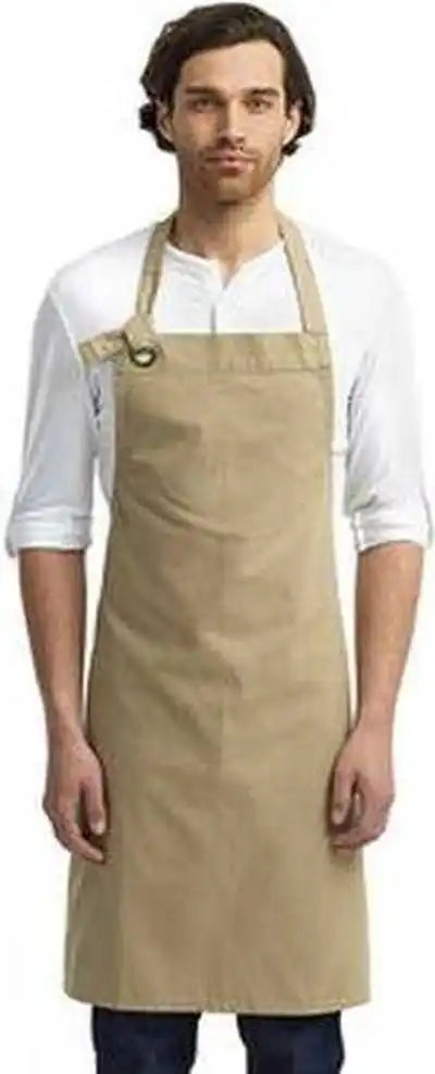 Artisan Collection by Reprime Rp130 Unisex Calibre Heavy Cotton Canvas Bib Apron - Khaki - one Size Fits Most